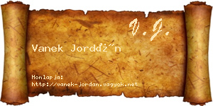 Vanek Jordán névjegykártya